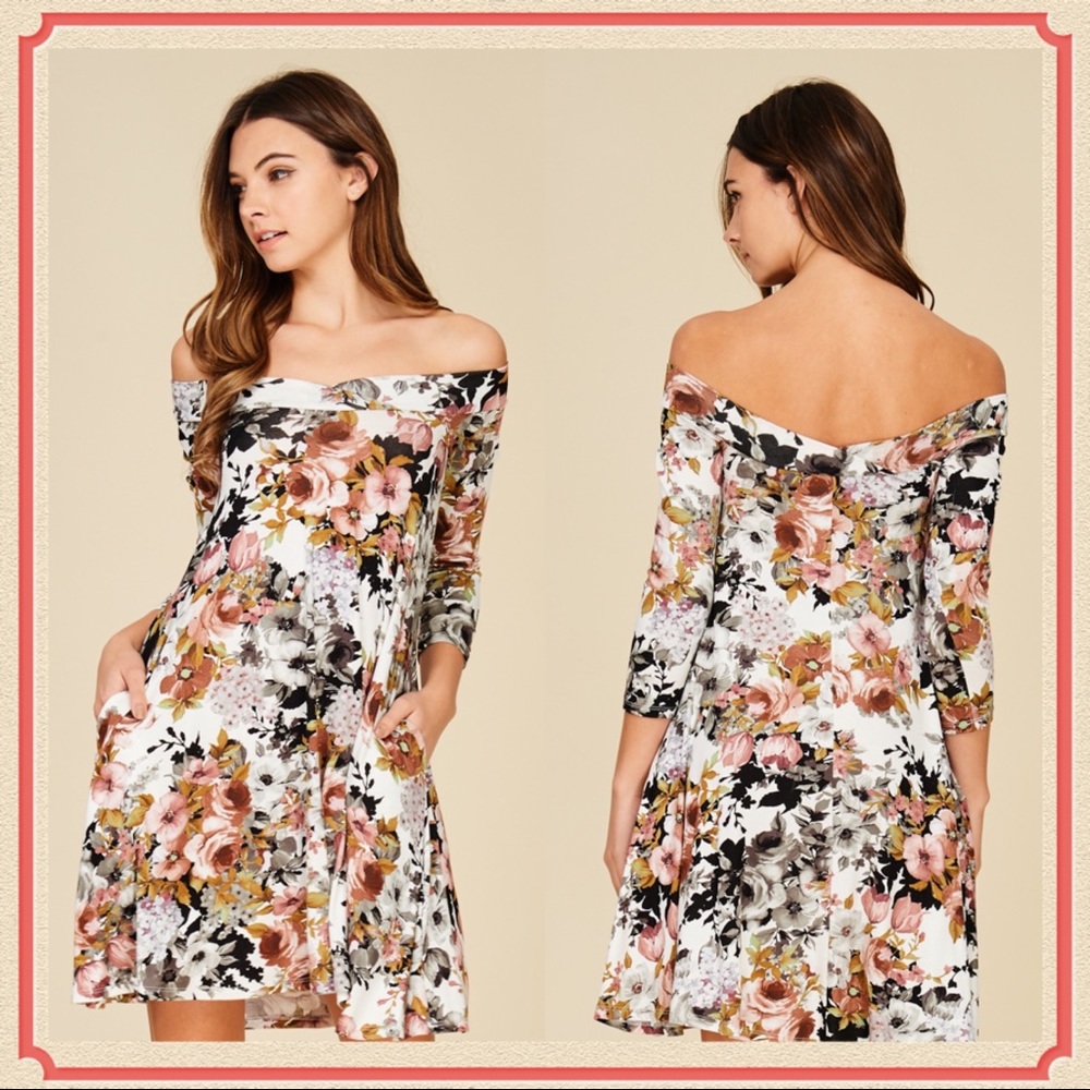❌ SOLD ❌ Floral Off The Shoulder Dress, Size S, NWT - Picture 1 of 9